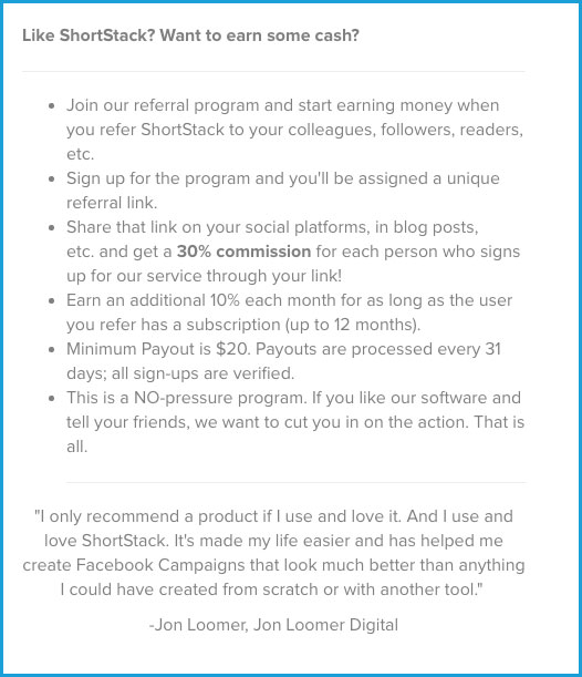 ShortStack Referral