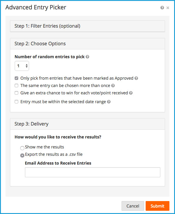 Advanced Entry Picker