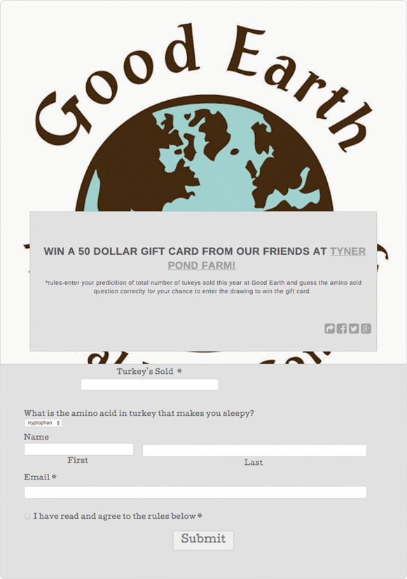 Guess How Many Turkeys Sold Giveaway