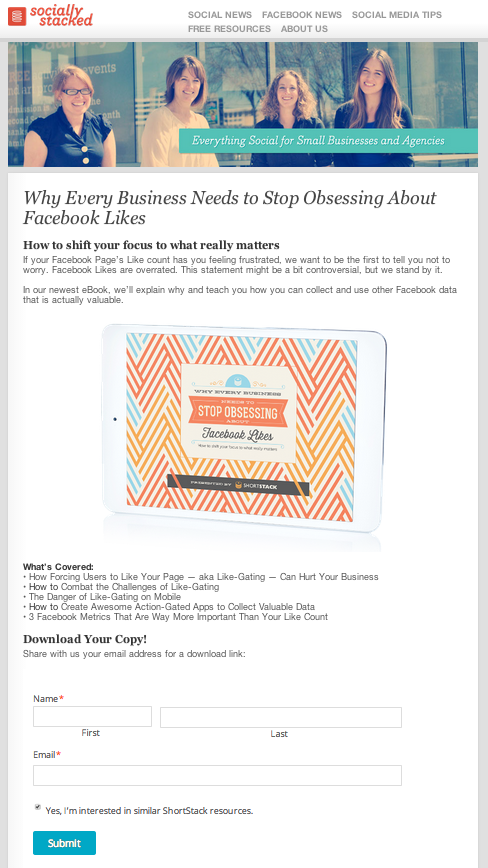 Likes eBook Landing Page