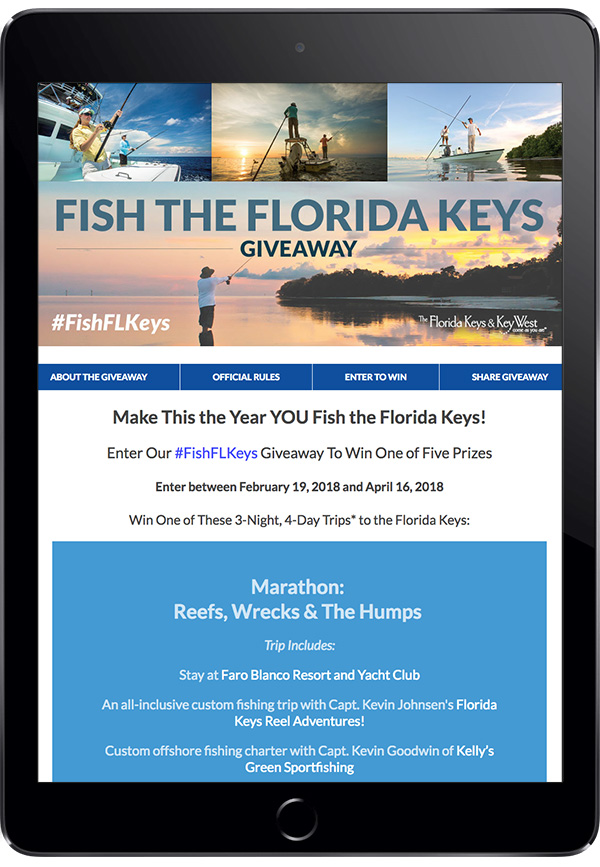 The Monroe County Tourist Development Council’s “#FishFLKeys” Trip Giveaway with Sub-Navigation