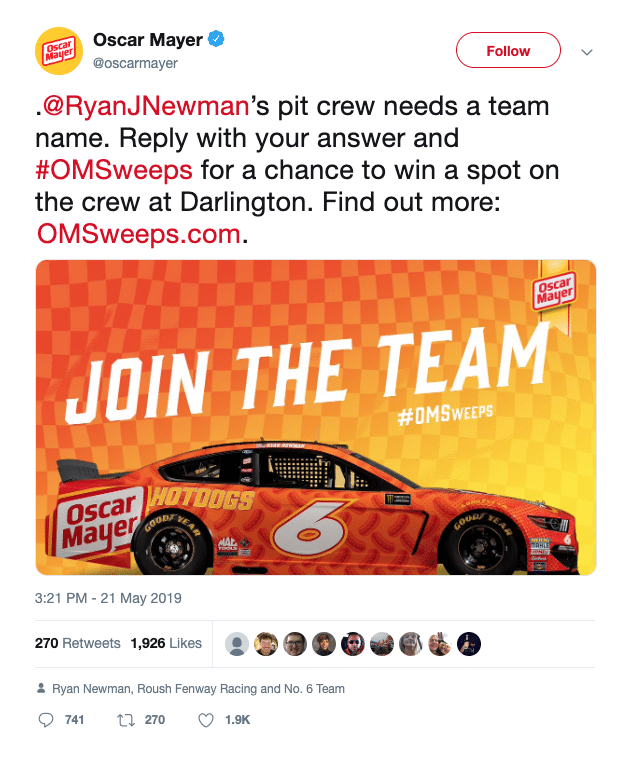 Oscar Mayer’s “#OMSweeps” Twitter Sweepstakes