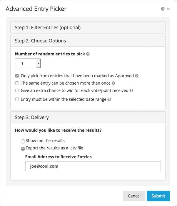 Random winner picker