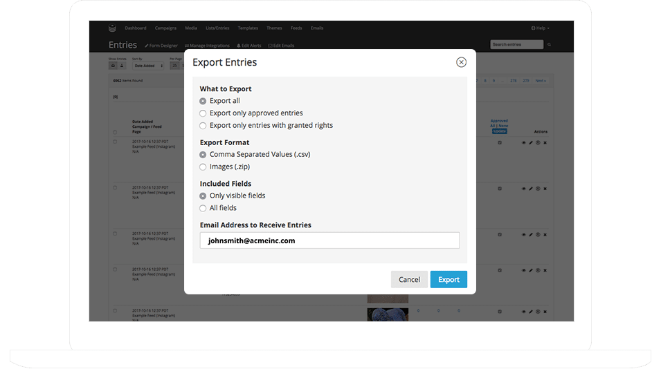 Export Entries Example