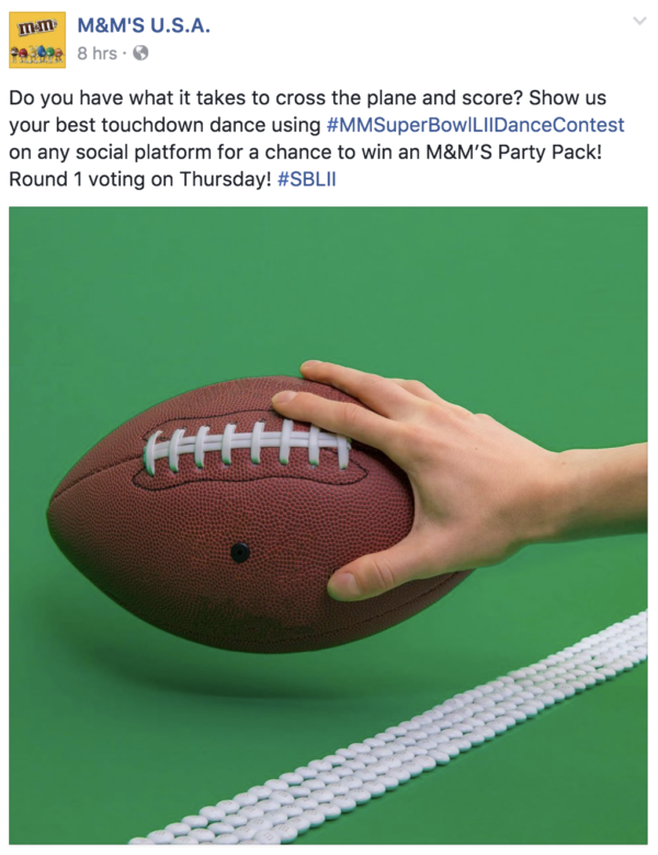 M&M's touchdown dance contest on Facebook