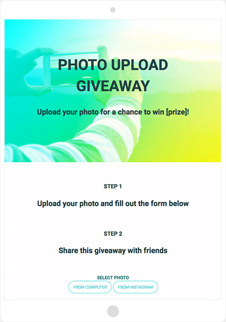 ShortStack's Photo Upload Giveaway template
