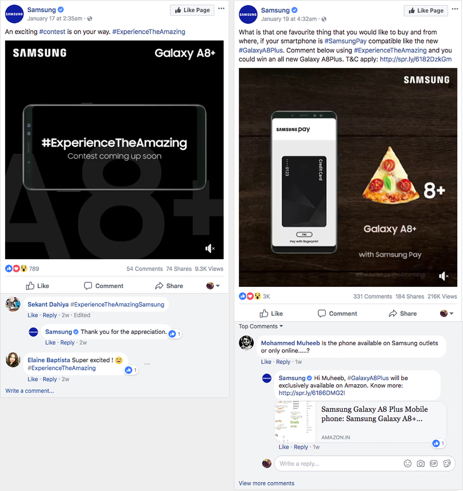 Samsung engages with followers throughout the duration of their contest