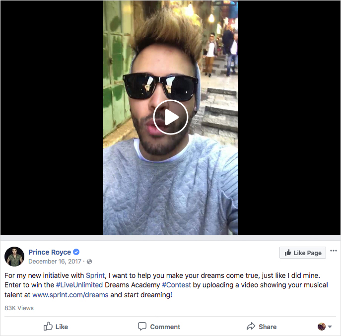 Prince Royce promotes Sprint's contest