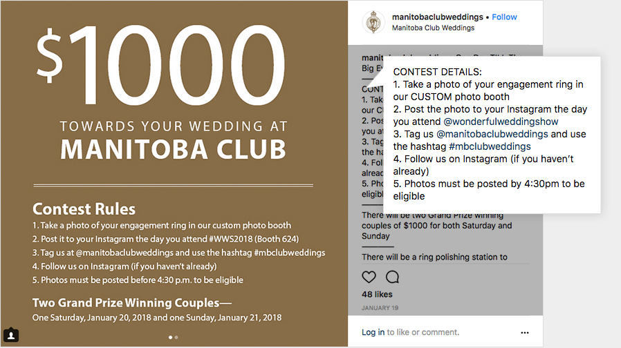 Manitoba Wedding Club asks users to post pictures of their engagement rings