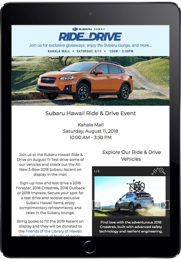 Subaru Hawaii “Ride & Drive Event” Promotion