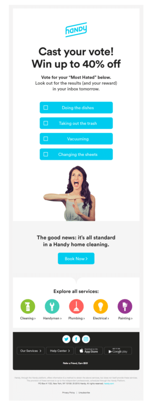 Handy's automated communication survey for customers