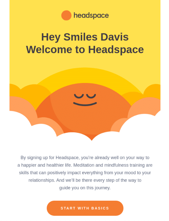 Headspace welcome Email for Contest Follow-Up