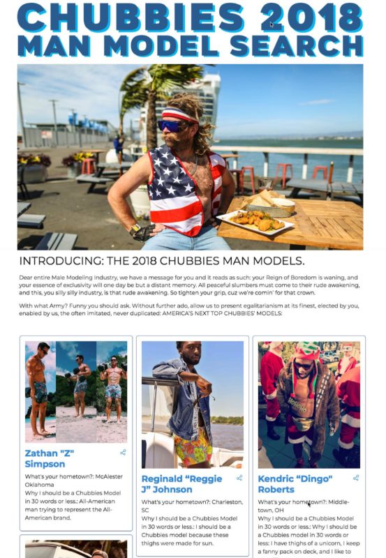 Chubbies Shorts Man Model Contest
