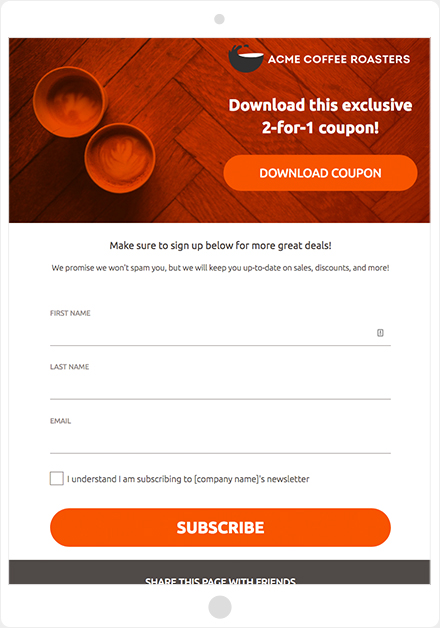 ShortStack's Coupon Download template