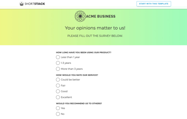 ShortStack acme business collection and application of feedbacks