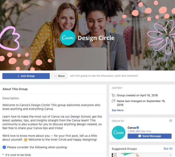 Design circle facebook group over 16000 members building a community for canva designers