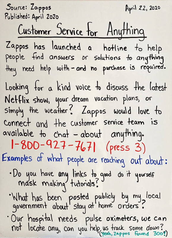 Zappos customer service for anything published April 22, 2020