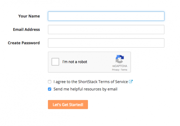 Sign up for ShortStack