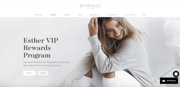 Start a loyalty program like Esther for eCommerce Promotion Ideas