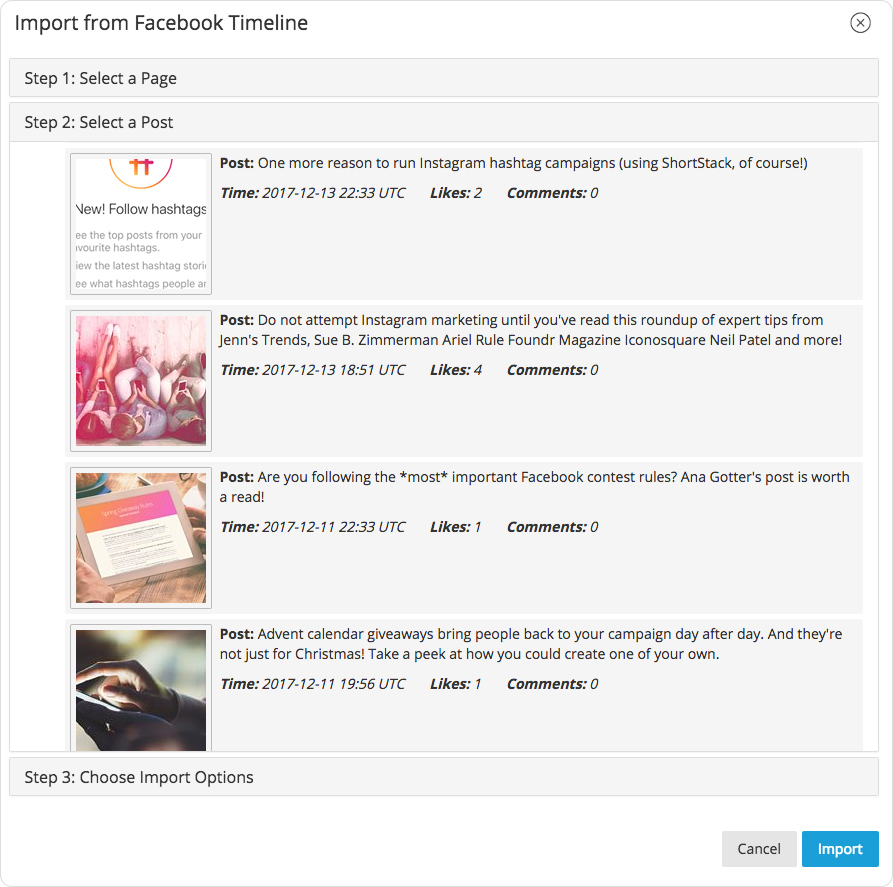 Import Likes and Comments from Facebook