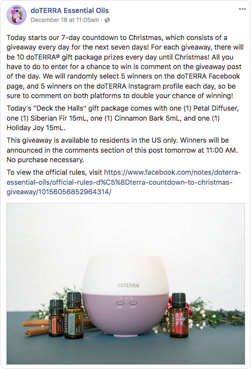 DoTerra Facebook contest