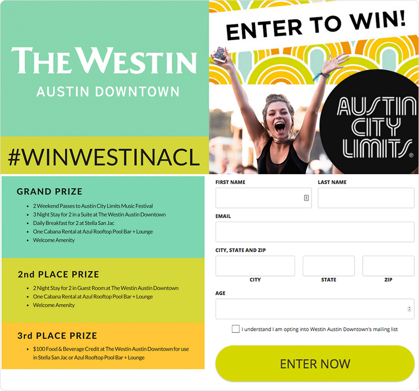 Westin Austin giveaway with survey