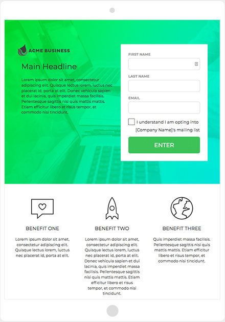 ShortStack's Landing Page + Form template