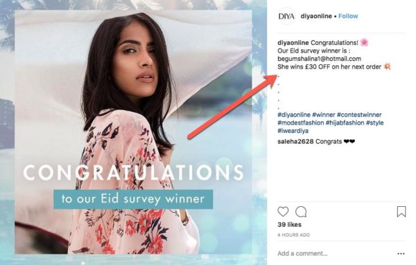 Recognize the winner for hashtag contest