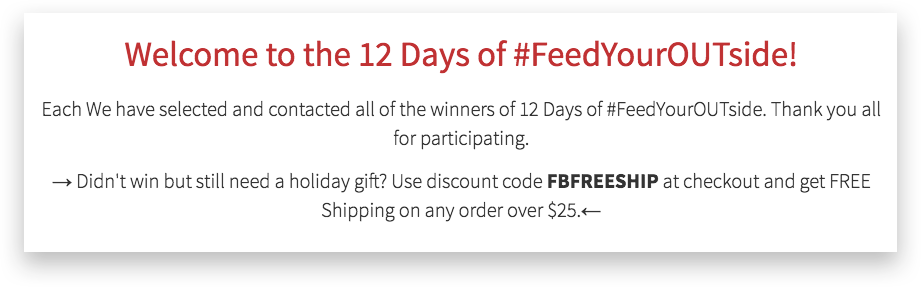 Camp Chef posted a discount after the contest was over