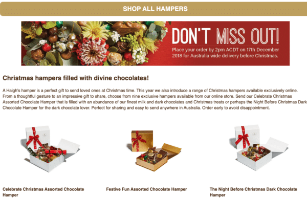 Haighs Chocolate theme for Landing Page Design