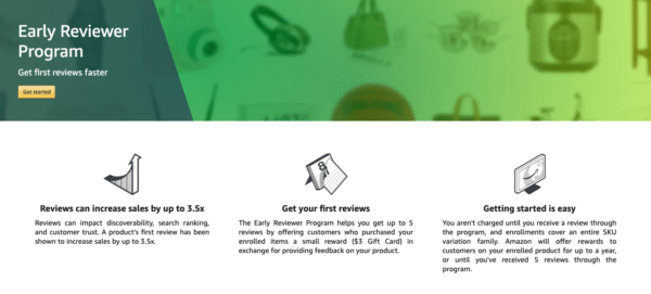 Amazon's early reviewer program incentives for customers reviews and recommendations