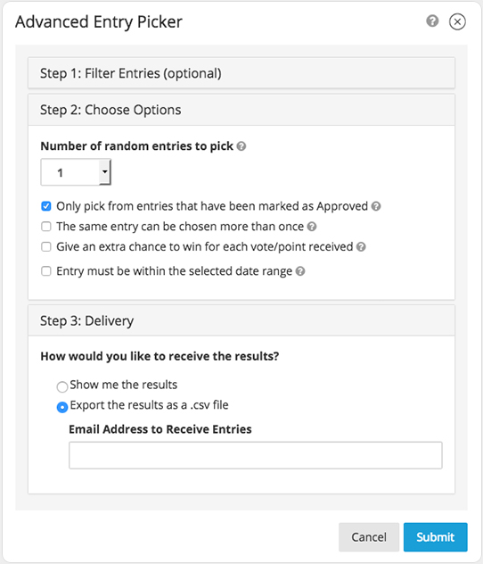 ShortStack's Advanced Winner Picker