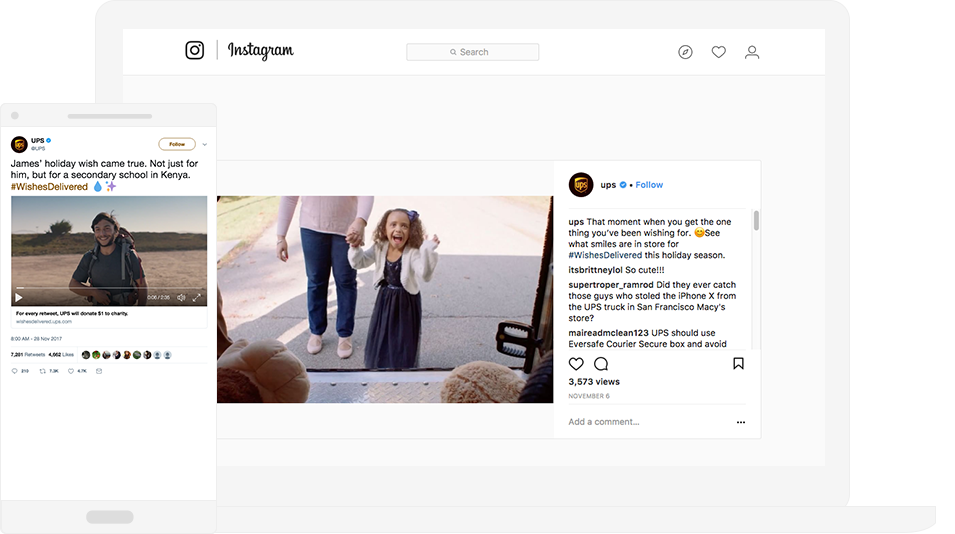 UPS Twitter and Instagram