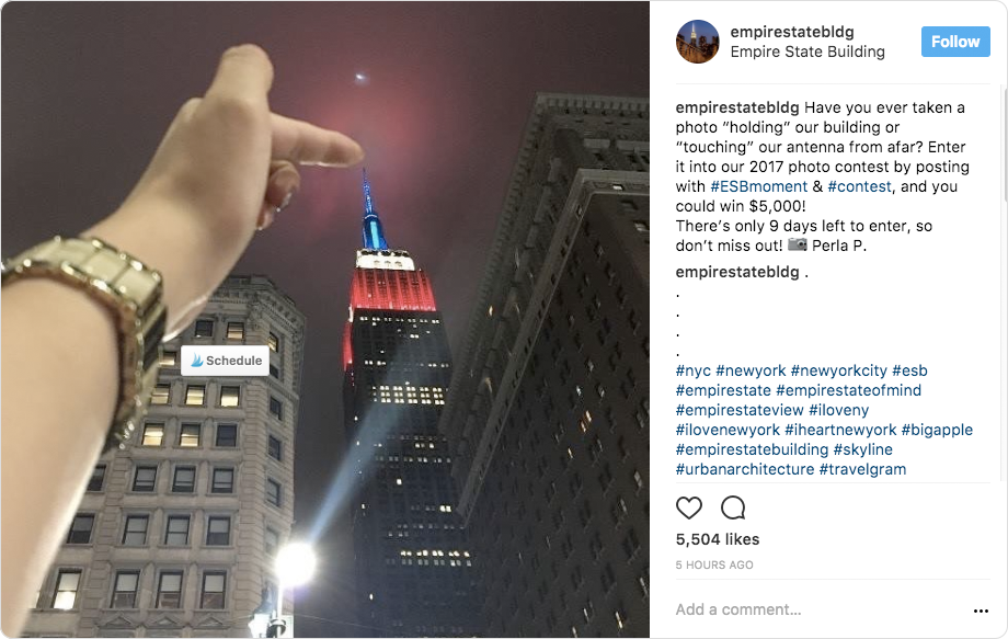 Instagram post by Empire State Building