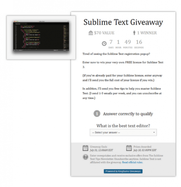 sublime text giveaway