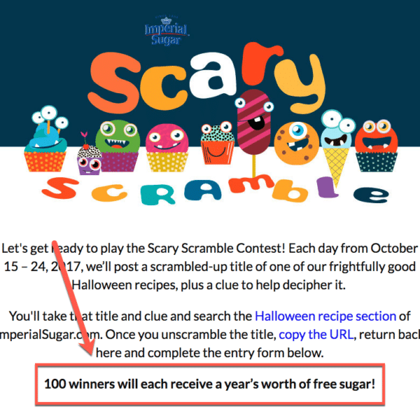 Free sugar for contest marketing