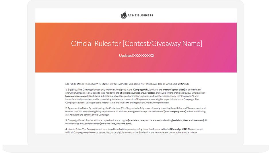 Contest Rules Template