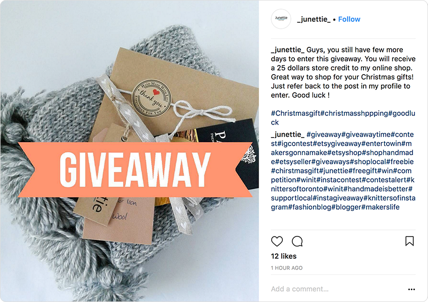Instagram giveaway post