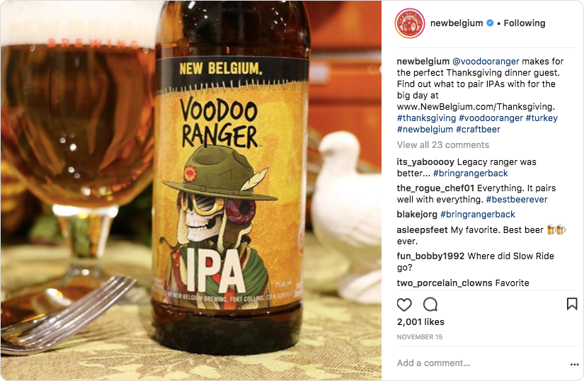 Hashtag usage by New Belgium Beers