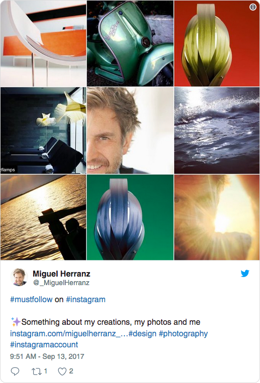 Instagram feed embedded in a Twitter post