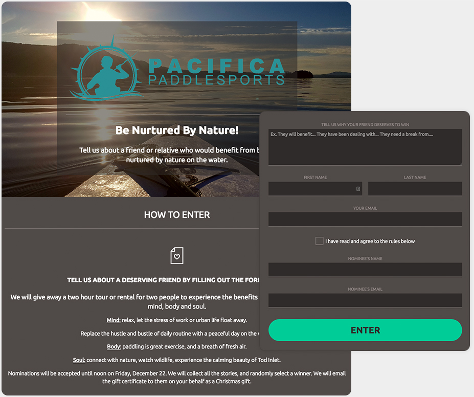 Contest built using ShortStack's Story Contest template