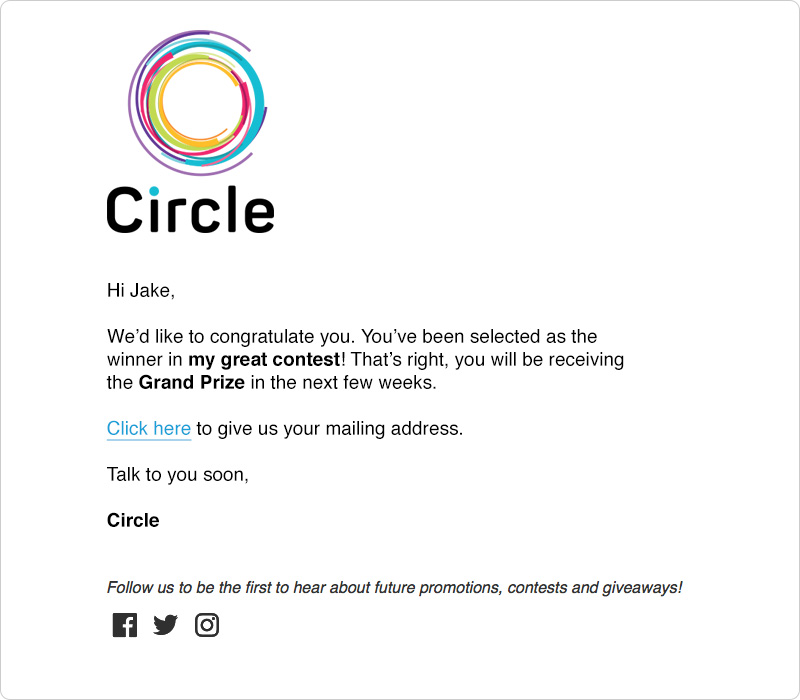 Scheduled Winner template