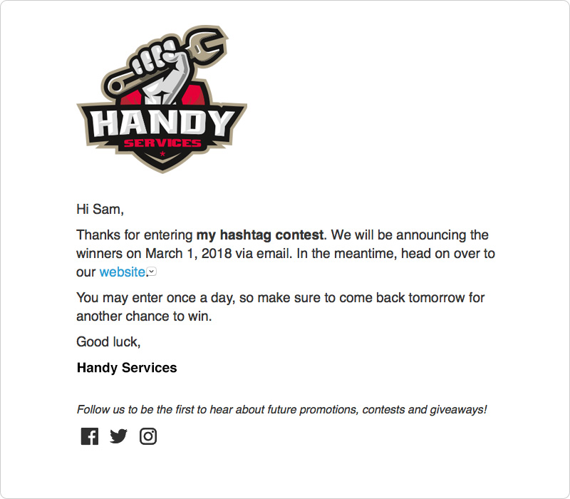 Autoresponder Entry Confirmation template