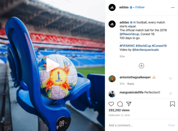 Adidas FIFA world cup 2019 instagram post football and blue chair