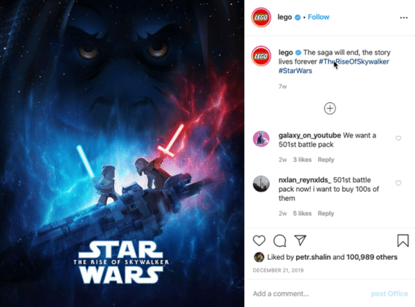 Lego Instagram post star wars the rise of skywalkers