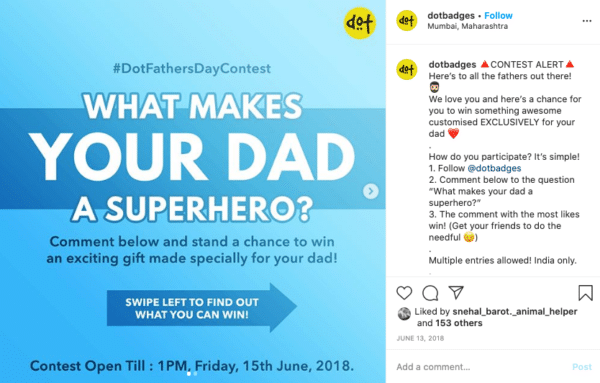 Instagram nomination contests for fathers day from Dot Badges