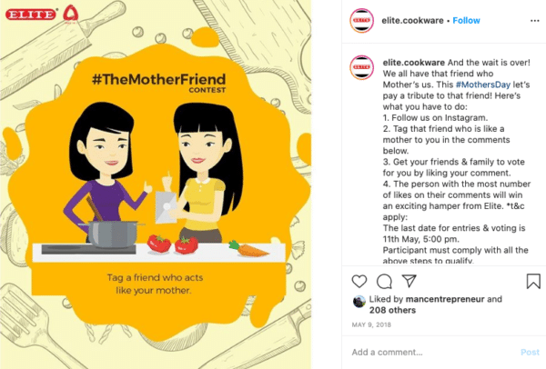 Elite cookware the mother friend contest Instagram