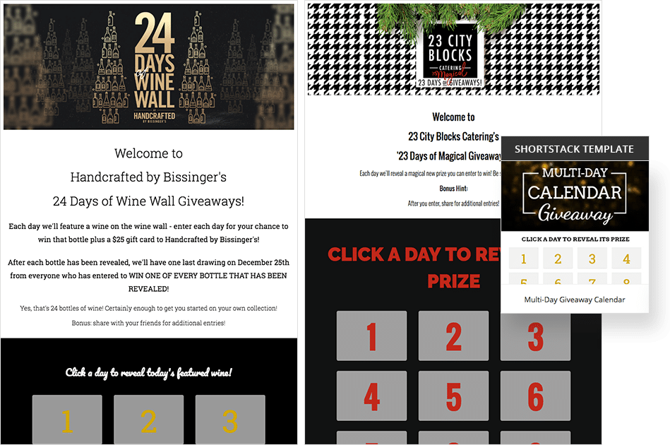 Multi-Day Giveaway Calendar campaigns by Bradham-Little