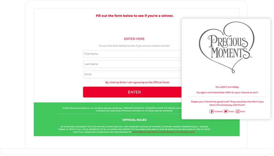 Precious Moments kept participants coming back each day for a chance to win