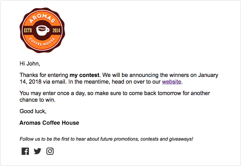Autoresponder Entry Confirmation Template